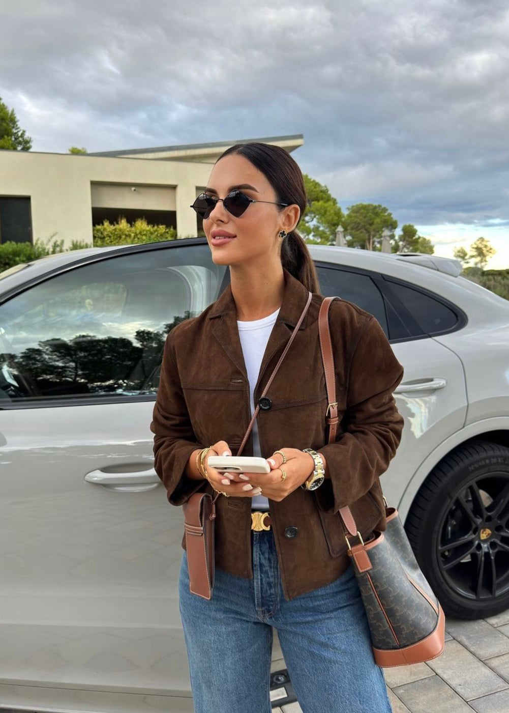 Veste Suédine Rétro Courte