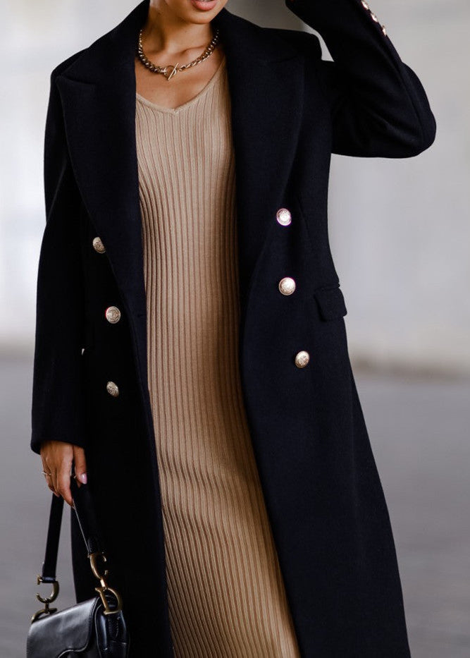 Veste Longue en Tweed avec Boucle Métal